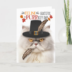 Cartes Pour Fêtes Annuelles Crème Perse Chat Grateful pour PURRkey Day