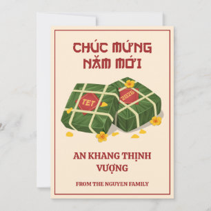 Cartes Pour Fêtes Annuelles Crème & Rouge Banh Chung pour le Têt vietnamien 20
