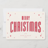 Cartes Pour Fêtes Annuelles Crème+Rouge Joyeux Noël Retro Stars plat (Devant)