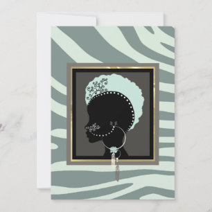 Cartes Pour Fêtes Annuelles Crème, vert menthe et noir imprimé zèbre