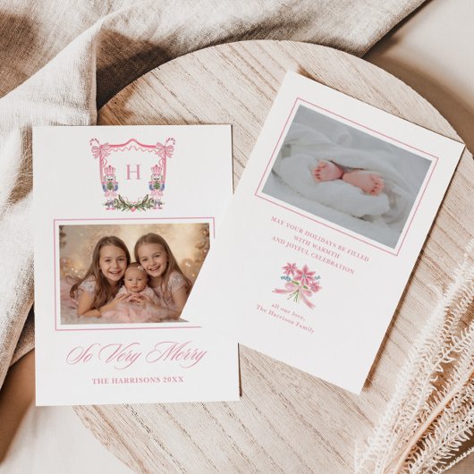 Cartes Pour Fêtes Annuelles Crest de monogramme de casse-noisette très joyeux