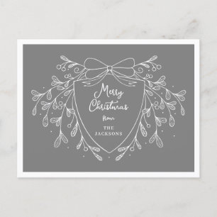 Cartes Pour Fêtes Annuelles Crête de Noël avec mistletoe Gris et blanc