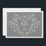 Cartes Pour Fêtes Annuelles Crête de Noël grise et blanche et mistletoe<br><div class="desc">Envoyez des voeux chaleureux à votre famille et à vos amis, et diffusez la joie des vacances avec cette carte de voeux de Noël chic avec un motif de mistletoe en ligne blanche encadrant une crête moderne et élégante. L'arrière - plan gris classe ajoute une touche tendance et élégante, tandis...</div>
