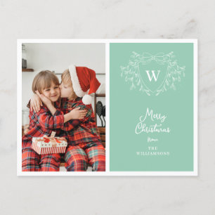 Cartes Pour Fêtes Annuelles Crête de Noël menthe classe & photo blanche