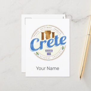 Cartes Pour Fêtes Annuelles Crète Île Grèce Retro Vintage Vacances Souvenir