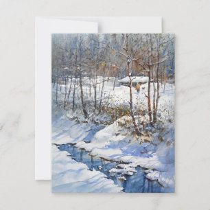 Cartes Pour Fêtes Annuelles Crique Neige En Aquarelles