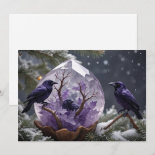 Cartes Pour Fêtes Annuelles Cristal d'Améthyste - Noël des Corbeaux Corneilles