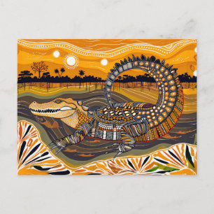 Cartes Pour Fêtes Annuelles Crocodile africain au coucher du soleil
