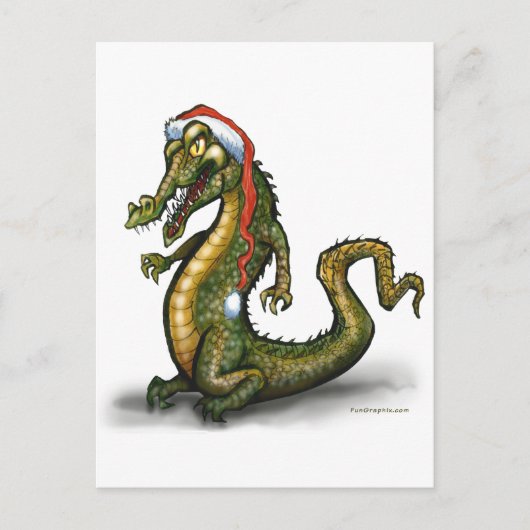 Cartes Pour Fêtes Annuelles Crocodile de Noël (Devant)
