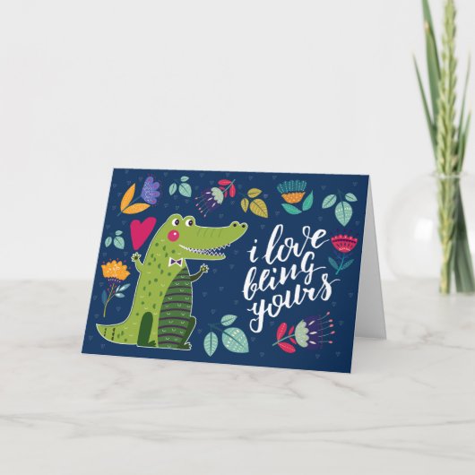 Cartes Pour Fêtes Annuelles Crocodile drôle Saint Valentin (Devant)