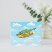 Cartes Pour Fêtes Annuelles Crocodile Fusée (Debout devant)