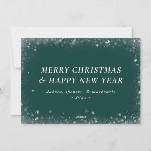 Cartes Pour Fêtes Annuelles Croire le script | Green Christmas Snowflake Photo (Dos)