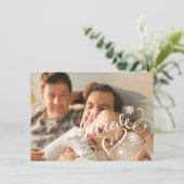 Cartes Pour Fêtes Annuelles Croire le script | Green Christmas Snowflake Photo (Debout devant)