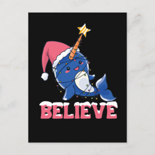Cartes Pour Fêtes Annuelles Croire Licorne de Noël Lumières de Fée de Neige