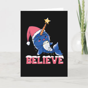 Cartes Pour Fêtes Annuelles Croire Licorne de Noël Lumières de Fée de Neige