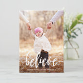 Cartes Pour Fêtes Annuelles Croire moderne manuscrit script de Noël photo (Debout devant)