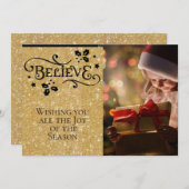 Cartes Pour Fêtes Annuelles CROIRE /Noël/2 faces/Noir-Or Personnalisé (Devant / Derrière)