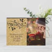 Cartes Pour Fêtes Annuelles CROIRE /Noël/2 faces/Noir-Or Personnalisé (Debout devant)