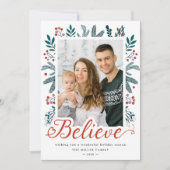 Cartes Pour Fêtes Annuelles Croire Script Hiver Botanical Pine Berries Photo (Devant)