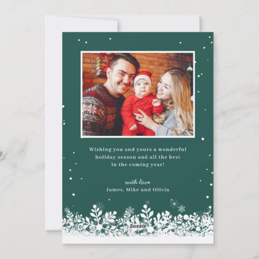 Cartes Pour Fêtes Annuelles Croire Snowflakes Script superposer photo de Noël (Dos)