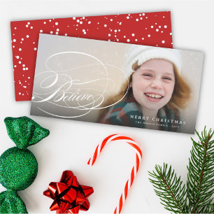 Cartes Pour Fêtes Annuelles Croire Swash Script Religieux Photo de Noël
