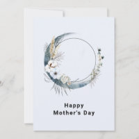 Croissant de Lune Bleu avec Fleurs Blanches Fête d