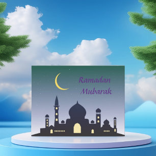 Cartes Pour Fêtes Annuelles Croissant islamique Ramadan Kareem Art typographiq