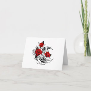 Cartes Pour Fêtes Annuelles Croissant mécanique avec roses rouges
