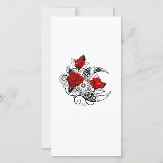 Cartes Pour Fêtes Annuelles Croissant mécanique avec roses rouges (Devant)