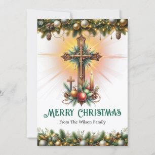 Cartes Pour Fêtes Annuelles Croix antique aux accents festifs, Noël