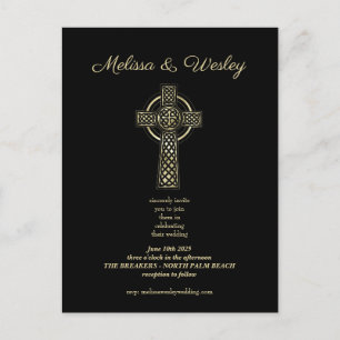 Cartes Pour Fêtes Annuelles Croix celtique minimaliste simple or noir mariage
