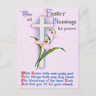 Cartes Pour Fêtes Annuelles Croix chrétienne Lys de Pâques Poème