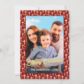 Cartes Pour Fêtes Annuelles Croix chrétienne - photo personnalisée Script Noël (Devant)