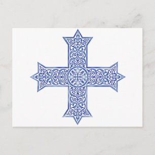 Cartes Pour Fêtes Annuelles Croix copte d'art en Lapis Bleu Premium