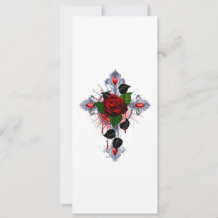 Cartes Pour Fêtes Annuelles Croix d'argent avec une rose rouge