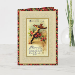 Cartes Pour Fêtes Annuelles Croix de Carême catholique Roses Prière Vintage