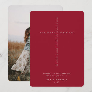 Cartes Pour Fêtes Annuelles Croix de l'Écriture Rouge Élégante de Baie Photo