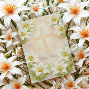 Cartes Pour Fêtes Annuelles Croix de lys blanc élégant Pâques Christianisme