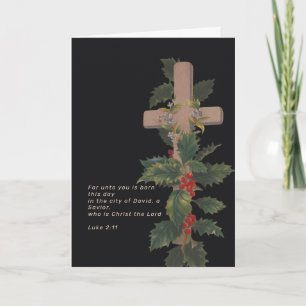 Cartes Pour Fêtes Annuelles Croix de Noël religieuse et Écriture
