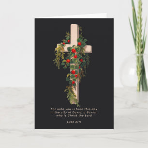 Cartes Pour Fêtes Annuelles Croix de Noël religieuse et Écriture