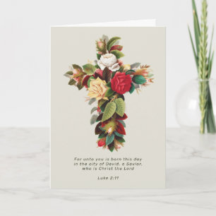 Cartes Pour Fêtes Annuelles Croix de Noël religieuse et Écriture