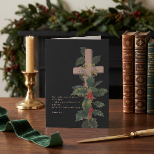 Cartes Pour Fêtes Annuelles Croix de Noël religieuse et Écriture