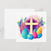 Cartes Pour Fêtes Annuelles Croix de Pâques (Devant / Derrière)