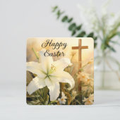 Cartes Pour Fêtes Annuelles Croix de Pâques avec Lys (Debout devant)