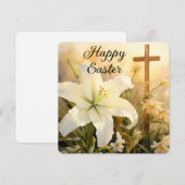 Cartes Pour Fêtes Annuelles Croix de Pâques avec Lys (Devant / Derrière)