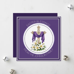 Cartes Pour Fêtes Annuelles Croix des bénédictions de Pâques avec lys