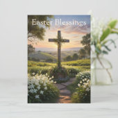 Cartes Pour Fêtes Annuelles Croix des Bénédictions de Pâques sur la colline (Debout devant)