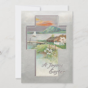 Cartes Pour Fêtes Annuelles Croix du paysage de Pâques vintage