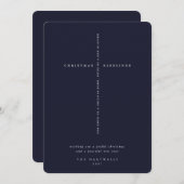 Cartes Pour Fêtes Annuelles Croix élégante avec écriture en bleu marine foncé (Devant / Derrière)