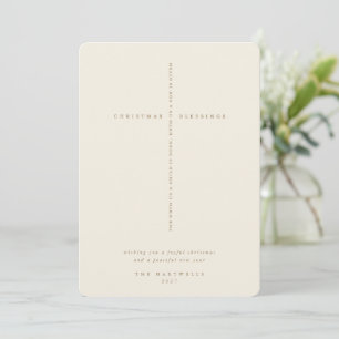 Cartes Pour Fêtes Annuelles Croix élégante en crème avec écriture